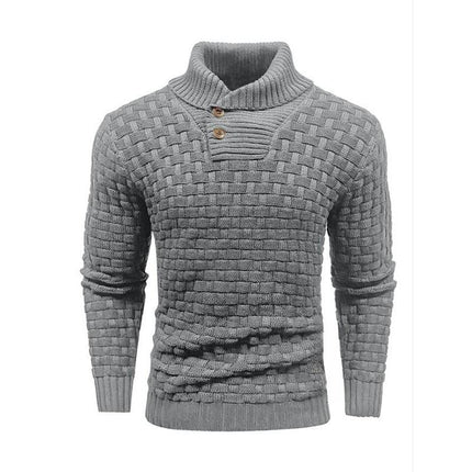 Men's Jacquard Knit Sweater | Regular Fit | Lapel Collar | Long Sleeve | Button Front | Casual Outerwear | Fall Winter | Cotton Blend | Patterned Design | Versatile Layering | Warm Apparel