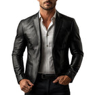 Men's Vintage Slim Fit Leather Blazer | Classic Style | High-Quality Leather | Sophisticated Tailoring | Notched Lapels | Functional Pockets | Versatile Outerwear for Casual & Formal Occasions | Timeless Design