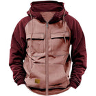 Men's Regular Fit Colorblock Raglan Sleeve Hooded Sweatshirt Jacket | Casual Full Zip Design | Comfortable Cotton Polyester Blend | Warm and Sporty for Fall and Winter | Versatile Layering