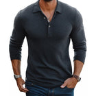 Men's Lapel Slim Fit Long Sleeve Polo Shirt | Cotton Blend | Casual & Semi-Formal | Breathable Fabric | Classic Polo Details | Ribbed Cuffs | Machine Washable | Versatile Styling | Premium Quality