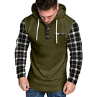Men's Hoodie | Casual Checkered Color Block | Button-Up Design | Long Sleeve | Soft Cotton Blend | Adjustable Hood | Functional Pockets | Hip-Length | Comfortable Fit | Stylish Layering | Ideal for Fall & Spring