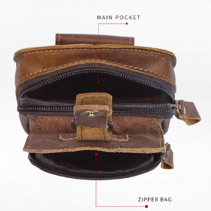 Men's Leather Waist Bag | Outdoor Wear-resistant Zipper Pack | Adjustable Strap | Multiple Compartments | Stylish and Durable | Ideal for Hiking, Travel, Daily Use