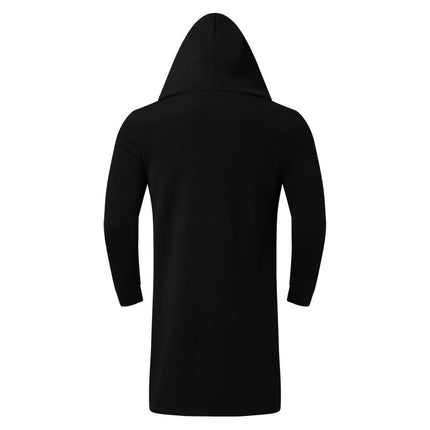 Men's Hooded Cardigan | Solid Color | Mid-Length | Loose Fit | Long Sleeve | Quality Fabric | Casual Outerwear | Front Pockets | Stylish Layering | Comfortable and Durable | Trendy Design | Versatile Wardrobe Essential
