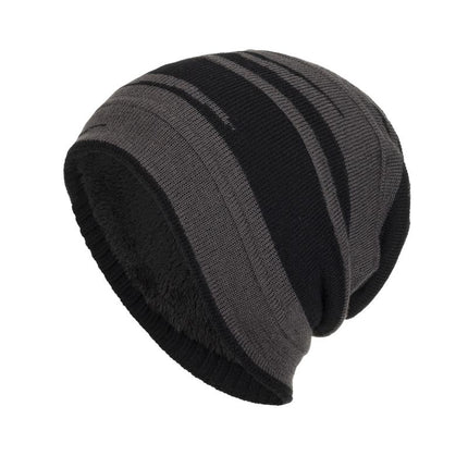 Men's Retro Jacquard Knit Hat | Plush Lining Warm Winter Beanie | Colorblock Design | Soft Acrylic Material | Snug Fit | Cold Weather Essential | Stylish Vintage Color Contrast