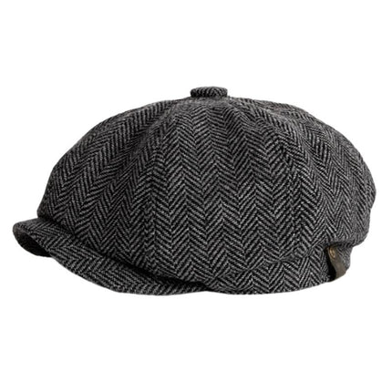 Men's Wool Beret | Vintage Herringbone Pattern Hat | Elegant Headwear for Men | High-Quality Wool | Classic Elegant Style | Comfortable Fit | Timeless Fashion Accessory | Sophisticated Outfit Enhancer