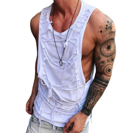 Men's Sleeveless Tank Top | Crew Neck | Tie Rope Detail | Cotton Polyester Blend | Casual Round Neck Shirt | Spring Summer Wear | Available in Multiple Sizes