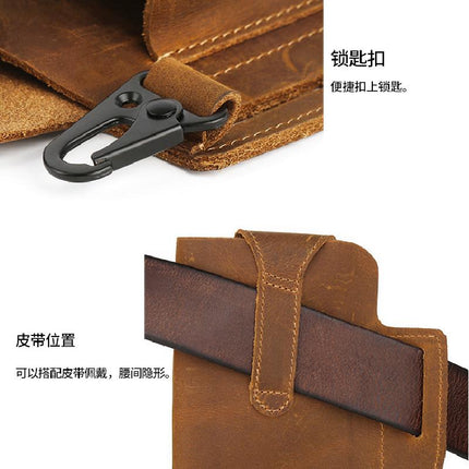 Men's Retro Casual Waist Bag | Premium Leather | Cell Phone Pocket | Adjustable Strap | Multiple Compartments | Compact & Lightweight | Vintage Style | Secure Closure | Hands-Free Convenience
