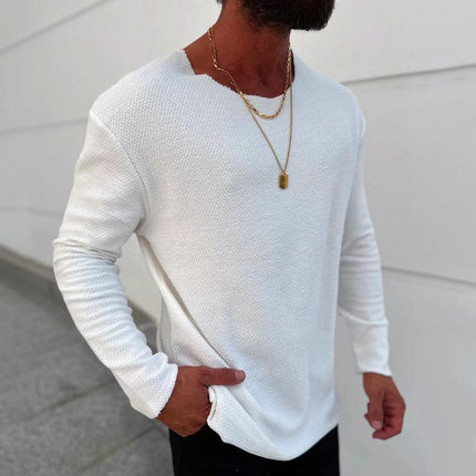 Men's Solid Color Long Sleeve T-Shirt | Round Neck | Soft Breathable Fabric | Casual Wardrobe Essential | Regular Fit | Versatile Design | Classic Men's Top