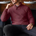 Men's Jacquard Knit Sweater | Regular Fit | Lapel Collar | Long Sleeve | Button Front | Casual Outerwear | Fall Winter | Cotton Blend | Patterned Design | Versatile Layering | Warm Apparel