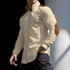 Men's Stand Collar Long Sleeve Shirt | Color Block Design | Waffle Texture | Zipper Closure | Cotton-Polyester Blend | Casual Smart Casual Wear | Comfortable Fit | Stylish Versatile Top