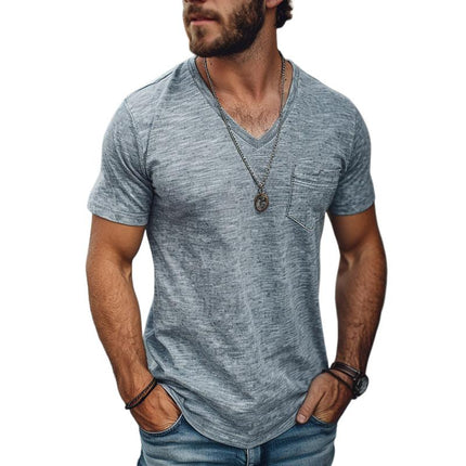 Men's V Neck Short Sleeve T-Shirt | Casual Cotton Blend | Lightweight | Slim Fit | Breathable | Soft & Comfortable | Durable & Easy Care | Everyday Wear | Fashionable & Versatile