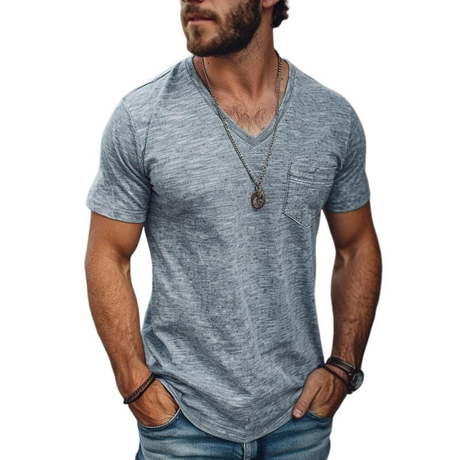 Men's V Neck Short Sleeve T-Shirt | Casual Cotton Blend | Lightweight | Slim Fit | Breathable | Soft & Comfortable | Durable & Easy Care | Everyday Wear | Fashionable & Versatile