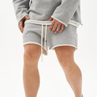 Men's Loose Fit Cotton Shorts | Raw Edge Frayed Hem | Mid Waist Elastic Drawstring | Breathable & Comfortable | Versatile Casual Shorts for All Seasons