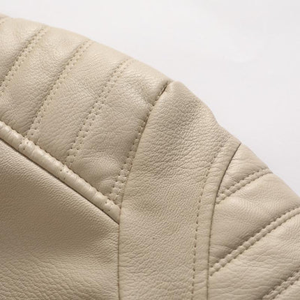 Men's Hooded Leather Jacket | Vintage Look | Fleece Lined | Slim Fit | Warm Casual Outerwear | Zip-Up Closure | Durable Leather | Wind-Resistant | Multiple Pockets | Versatile Style