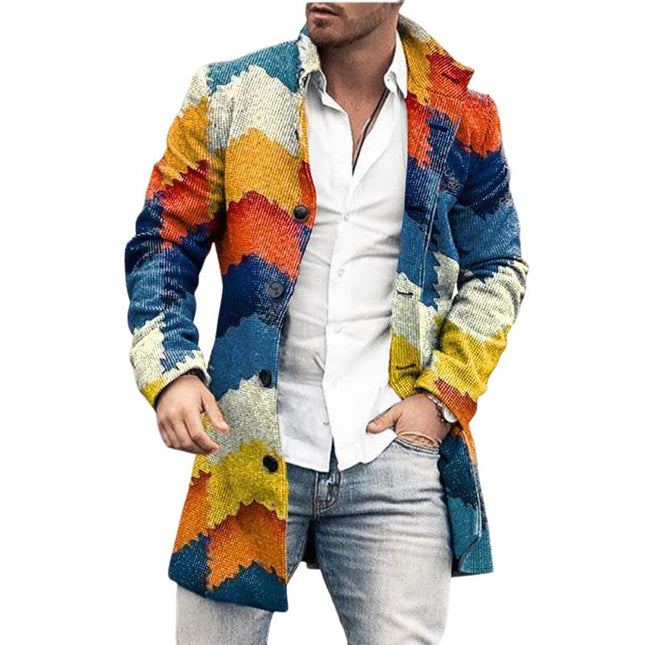 Men's Woolen Coat | Stand Collar | Mid-Length Outerwear | Warm Wool Fabric | Casual & Formal Style | Regular Fit | Versatile Winter Jacket