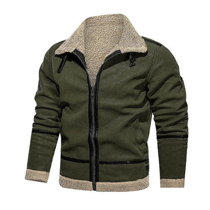 Men's Vintage Suede Jacket | Lambswool Lined | Warm Lapel | Loose Fit | Zipper Closure | Functional Pockets | Casual Winter Outerwear | Insulated Warmth | Rugged Style | Fall & Winter Coat