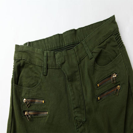 Men's Slim-Fit Jeans | Zipper Decor | Multi-Pocket | Mid-Rise Waist | High-Quality Denim | Casual | Durable & Stretch | Urban Style | Versatile | Streamlined Silhouette | Multiple Sizes Available