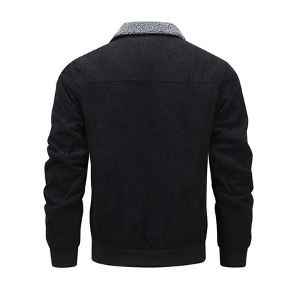 Men's Jacket | Casual Lapel Corduroy | Thickened Lambswool Lining | Multi-Pocket Zipper | Warm & Durable Outerwear | Classic Style | Versatile & Wind-Resistant | Ideal for Cold Weather