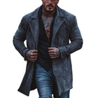 Men's Suede Trench Coat | Solid Color | Mid-Length Lapel Collar | Regular Fit | Long Sleeves | High-Quality Outerwear | Ideal for Fall & Spring | Smart Casual & Formal Wear | Versatile Men's Coat