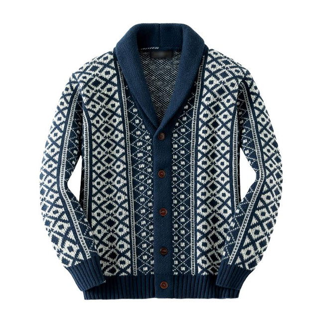 Men's Cardigan | Vintage Jacquard Shawl Collar | Single Breasted Knit | Elegant Outerwear | Cozy Layer | Classic Style