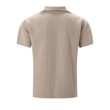 Men's Short Sleeve Polo Shirt | Jacquard Texture | Regular Fit | Cotton Blend | Classic Polo Collar | Casual Golf & Everyday Wear | Spring & Summer Fashion | Breathable & Durable | Timeless Solid Color