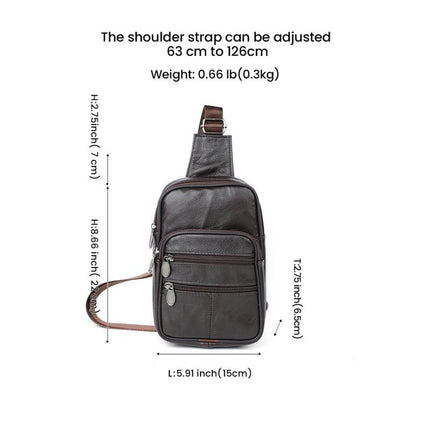 Men's Vintage Leather Crossbody Bag | Casual Zipper Messenger | Premium Leather | Adjustable Strap | Spacious Compartment | Secure Closures | Multiple Pockets | Compact | Lightweight | Versatile | Timeless Design