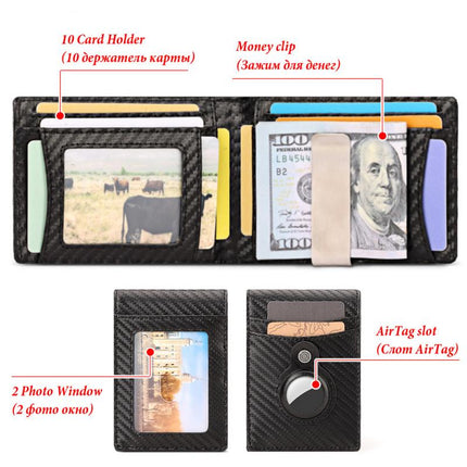 Men's Leather Wallet | Air Tag Compatible | Premium Leather | Multiple Card Slots | Spacious Bill Compartment | Slim Profile | Minimalist Design | High-Quality Construction | Organized & Stylish