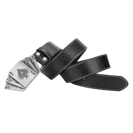 Men's Belt | Punk Style Playing Card Design | Adjustable Fit | High-Quality Material | Versatile Casual & Concert Accessory | Rebellious Fashion Statement