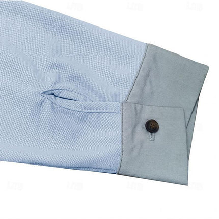 Men's Long Sleeve Colorblock Polo Shirt | Lapel Collar | Soft Cotton Blend | Modern Casual & Smart-Casual Wear | Versatile Hip-Length Design | Comfortable Regular Fit | Classic Button Placket | Durable Finish