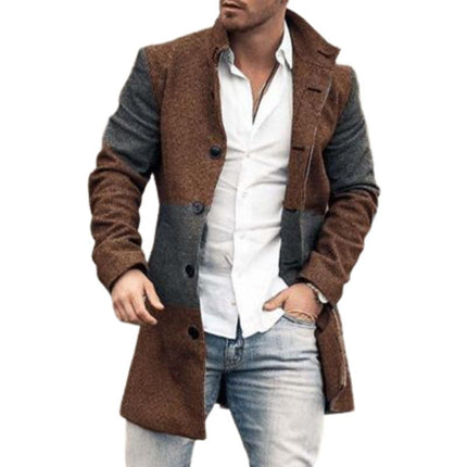 Men's Woolen Coat | Stand Collar | Mid-Length Outerwear | Warm Wool Fabric | Casual & Formal Style | Regular Fit | Versatile Winter Jacket