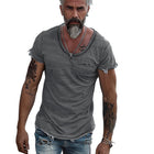Men's Retro T-Shirt | Solid Color | Round Neck | Raw Edge Short Sleeve | Casual Fit | Vintage Inspired | Breathable Cotton | Versatile Style | Comfort All Seasons | Great with Jeans or Shorts