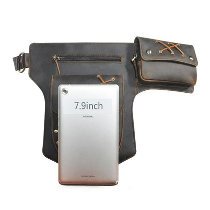 Men's Leather Waist Bag | Classic Retro Style | Outdoor Adventure | High-Quality Durable Material | Adjustable Strap | Multiple Pockets | Lightweight & Portable | Hands-Free Convenience | Travel & Daily Use