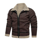 Men's Vintage Suede Jacket | Lambswool Lined | Warm Lapel | Loose Fit | Zipper Closure | Functional Pockets | Casual Winter Outerwear | Insulated Warmth | Rugged Style | Fall & Winter Coat