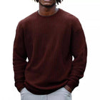 Men's Long Sleeve Waffle Knit Sweatshirt | Solid Color | Round Neck | Casual Layering | Soft Cotton Blend | Versatile Urban Fashion | Sizes S-5XL | Cool Weather Essentials