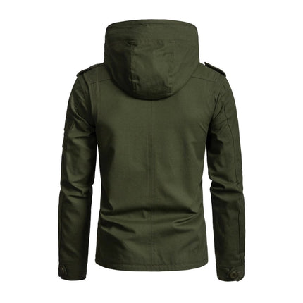 Men's Cargo Jacket | Washed Cotton | Hooded | Slim Fit | Patchwork Design | Casual Outerwear | Functional Pockets | Adjustable Hood | Stylish Streetwear | Rugged & Durable | Versatile Layering