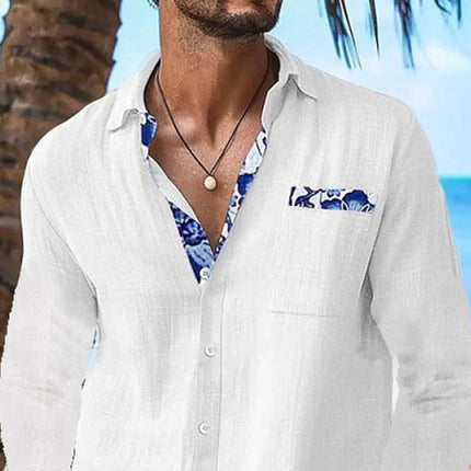 Men's Long Sleeve Shirt | Printed Decor | Lapel Collar | Casual & Semi-Formal Wear | Buttoned Cuffs | Breathable Fabric | Regular Fit | Versatile Styling | Multiple Sizes | Unique Design