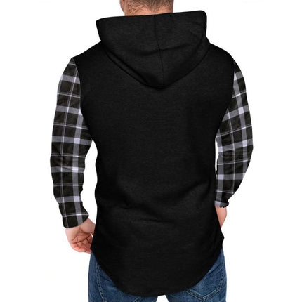 Men's Hoodie | Casual Checkered Color Block | Button-Up Design | Long Sleeve | Soft Cotton Blend | Adjustable Hood | Functional Pockets | Hip-Length | Comfortable Fit | Stylish Layering | Ideal for Fall & Spring
