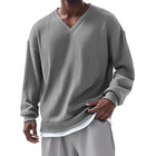 Men's V-Neck Striped Long Sleeve T-Shirt | Casual Loose Fit | Premium Cotton Blend | Comfortable Lightweight | Durable Construction | Relaxed Everyday Style | Breathable Fabric | Versatile Layering