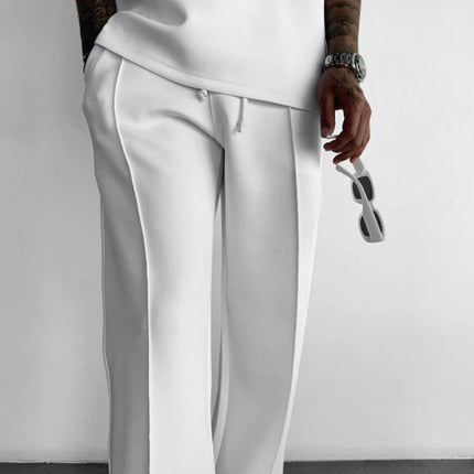 Men's Straight Fit Elastic Waist Pants | Solid Color | Casual Style | Soft Breathable Fabric | Comfortable Everyday Wear | Versatile Design | Side Pockets | Durable Material