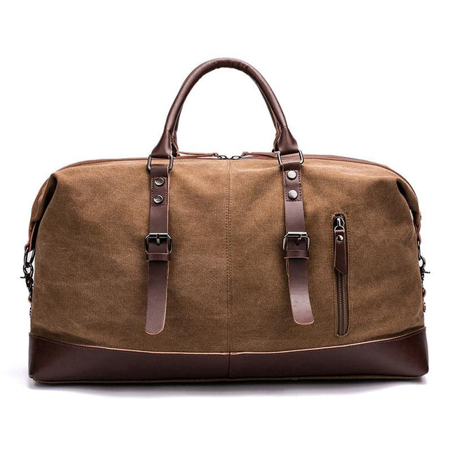Men's Canvas Travel Duffle Bag | Casual Zipper Closure | Horizontal Square Shape | Plain Design