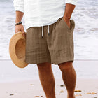 Men's Striped Cotton Blend Beach Shorts | Drawstring Waist | Breathable Fabric | Lightweight Summer Shorts | Casual Outings | Side Pockets | Versatile Easy Care | Timeless Nautical Style