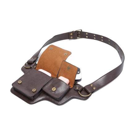 Men's Leather Waist Bag | Outdoor Sports Zipper Adjustable Pack | Durable Multi-Compartment Design | Compact Lightweight Hands-Free Storage | Stylish Travel Accessory