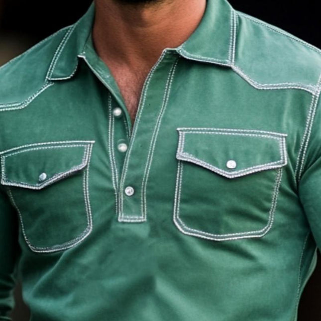 Men's Suede Polo Shirt | Western Style Slim Fit | Long Sleeve | Stylish Casual & Semi-Formal | Premium Suede Fabric | Classic Polo Collar | Fall & Spring Wardrobe Essential | Modern & Sophisticated Design
