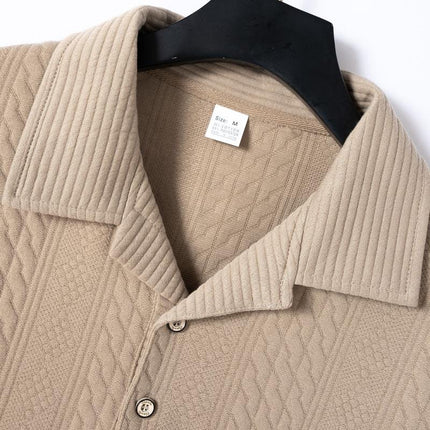 Men's Short Sleeve Polo Shirt | Jacquard Texture | Regular Fit | Cotton Blend | Classic Polo Collar | Casual Golf & Everyday Wear | Spring & Summer Fashion | Breathable & Durable | Timeless Solid Color