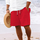 Men's Striped Cotton Blend Beach Shorts | Drawstring Waist | Breathable Fabric | Lightweight Summer Shorts | Casual Outings | Side Pockets | Versatile Easy Care | Timeless Nautical Style