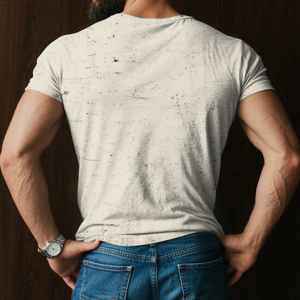 Men's Retro V-Neck T-Shirt | Shabby Striped Print | Short Sleeve | Casual Cotton Blend | Comfortable Fit | Breathable Fabric | Variety of Sizes | Perfect for Spring and Summer | Versatile Style