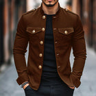 Men's Vintage Lapel Button Jacket | Casual Solid Coat | Long Sleeves | Polyester Cotton Blend | Versatile Outerwear | Lightweight | Retro Style for All Seasons | Sizes S-3XL | Classic Sophistication