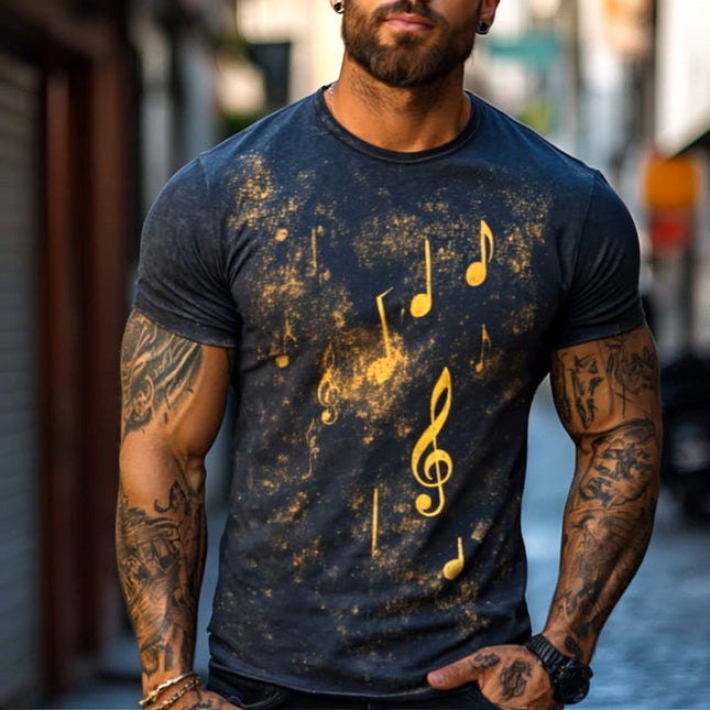Men's Retro Style Casual T-Shirt | Explosion Note Print | Round Neck | Short Sleeve | Comfortable Cotton Blend | Fashionable Graphic Tee | Versatile Spring Summer Top | Sizes S-3XL | Ideal For Everyday Wear
